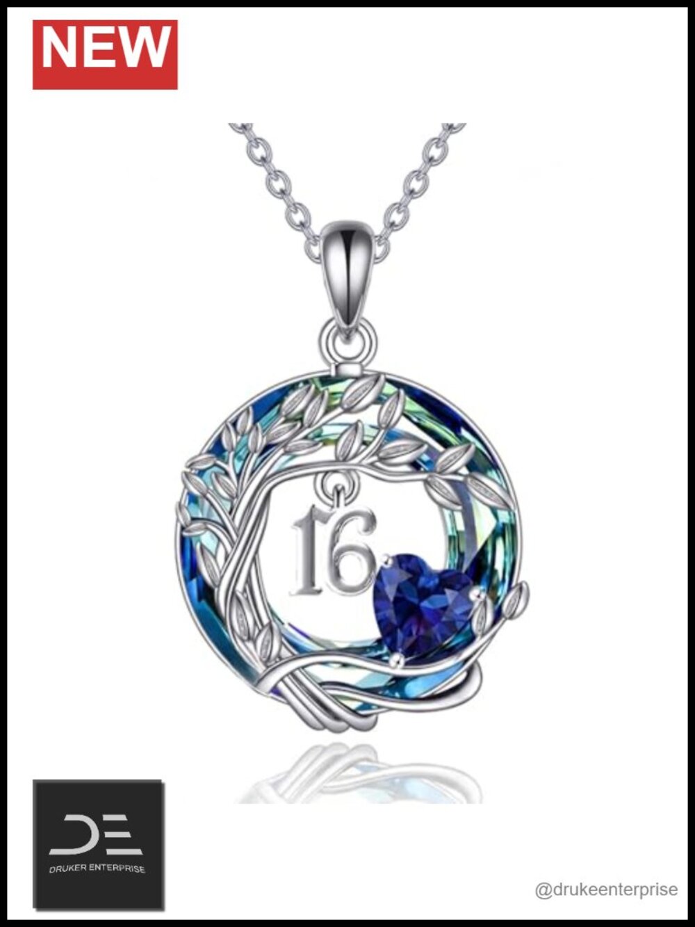 16th Birthday Necklace Birthstone Pendant Sterling Silver Plated Jewelry Women